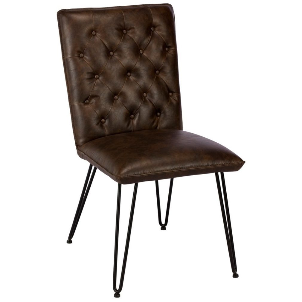Lewis Dining Chair - Real Bonded Leather - Dark Brown