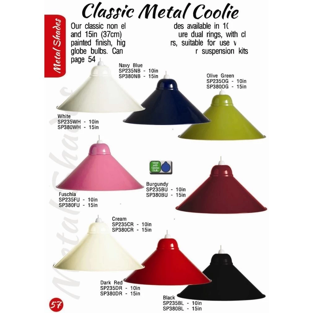 Classic Metal Coolie Light - Lamp Shade - 15in