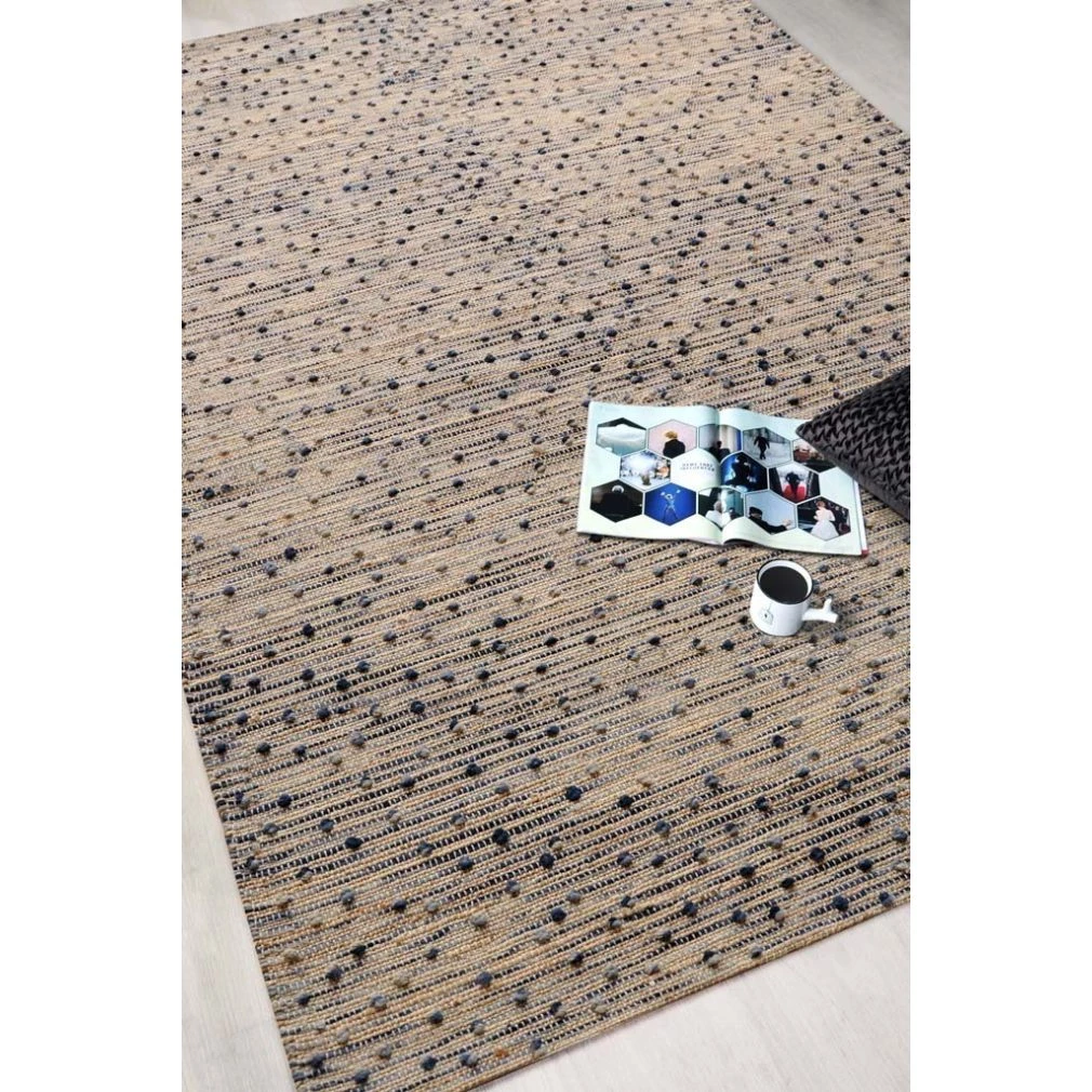 Berries Natural and Blue Jute and wool rug - 160 x 230cm