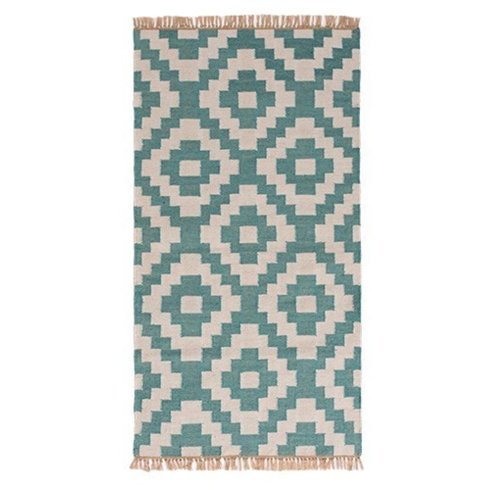 Aqua outdoor kilim rug, 75 x 135cm