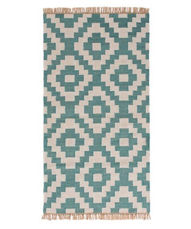 Aqua outdoor kilim rug, 75 x 135cm