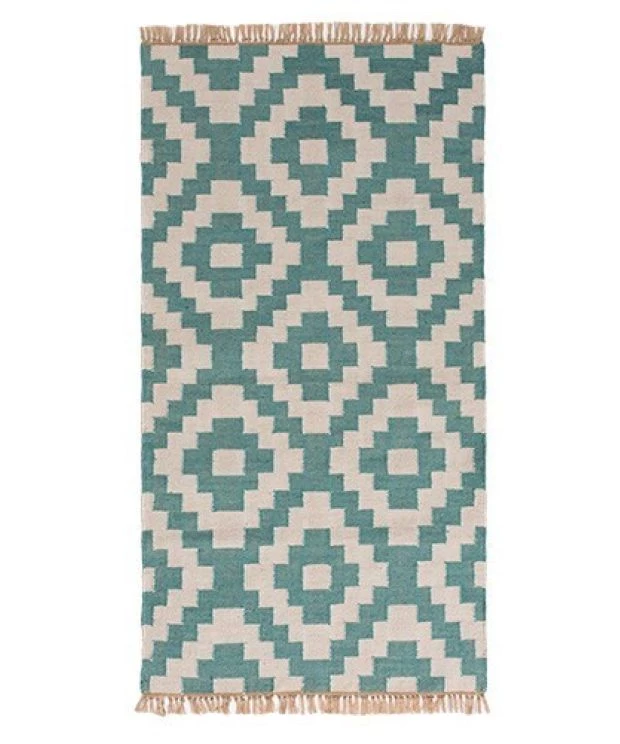 Aqua outdoor kilim rug, 75 x 135cm