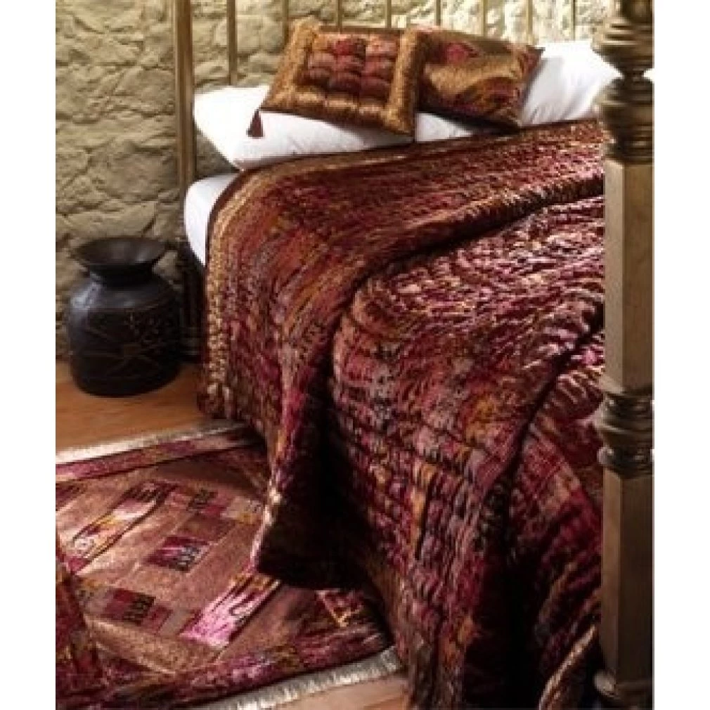 Double sided printed velvet patchwork quilted bed cover