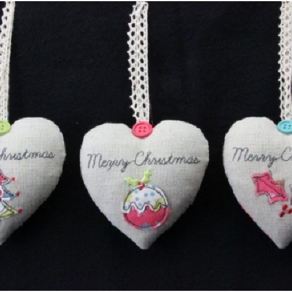 Scented Fabric 'Merry Christmas' Heart Dec - 3 assorted christmas decoartions