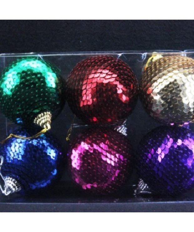 Sequin Ball box of 6 assorted - Christmas decorations