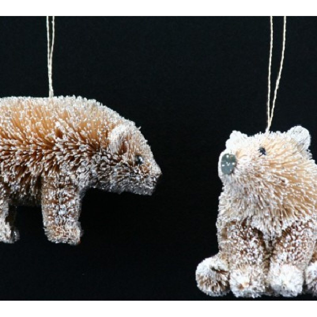 Bristle/Silver Bear Decoration 2assorted