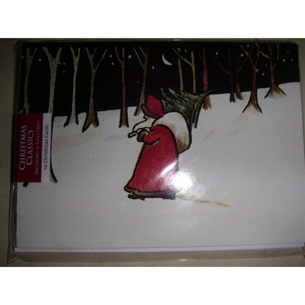 10 Christmas  Cards - 1 classic design - Santa with tree