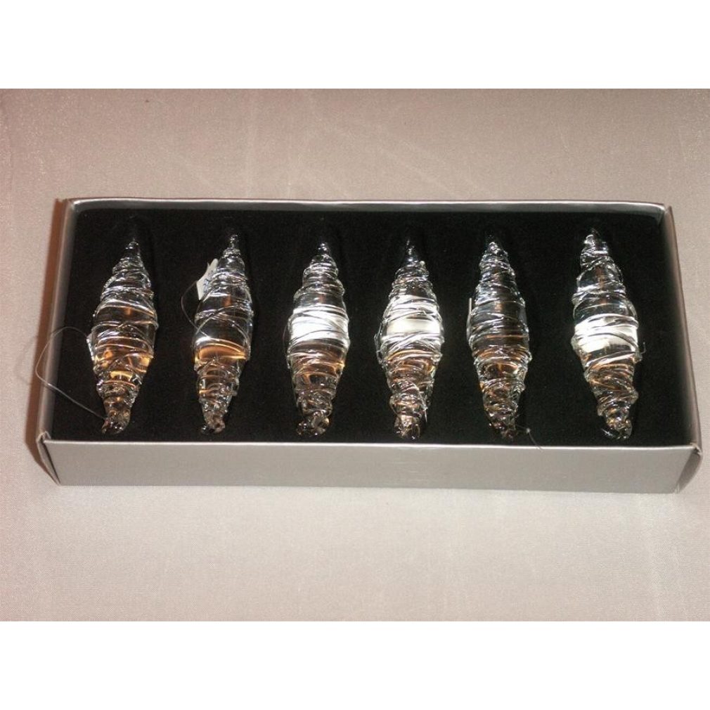 Glass Spiral Christmas Decorations (pack of 6)