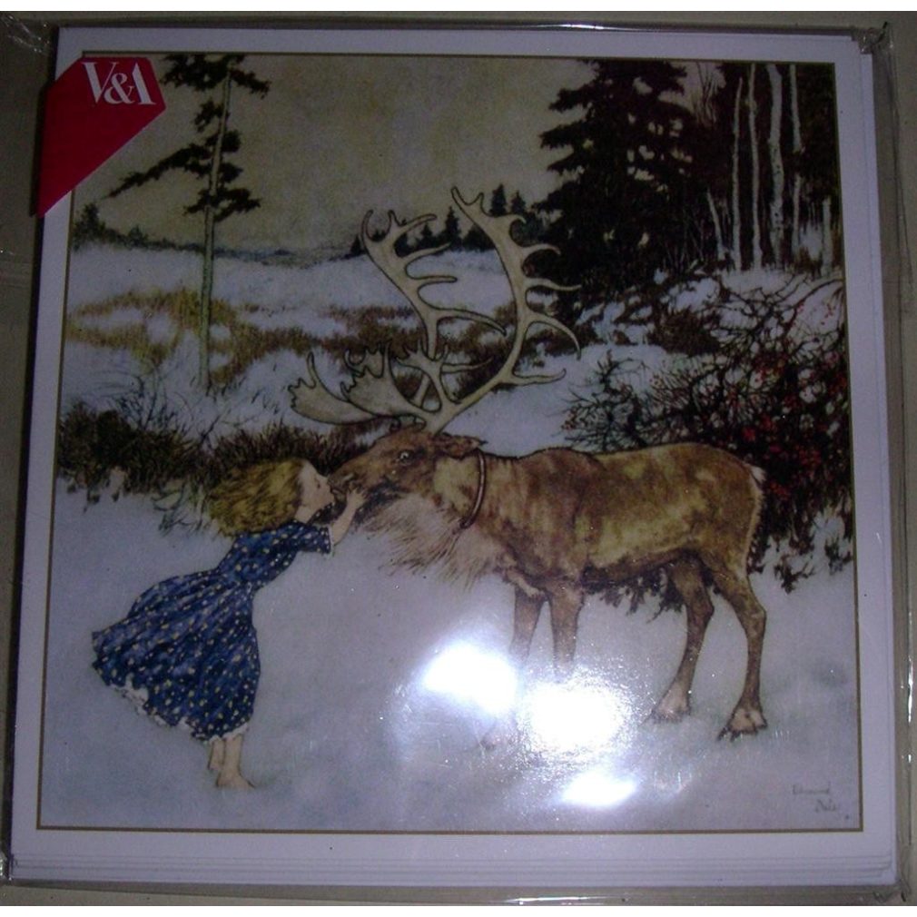 6 V&A Christmas  Cards - 1 classic design - Gerda and the Reindeer