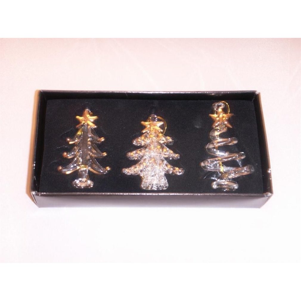 Glass Christmas tree decorations (pack of 3)