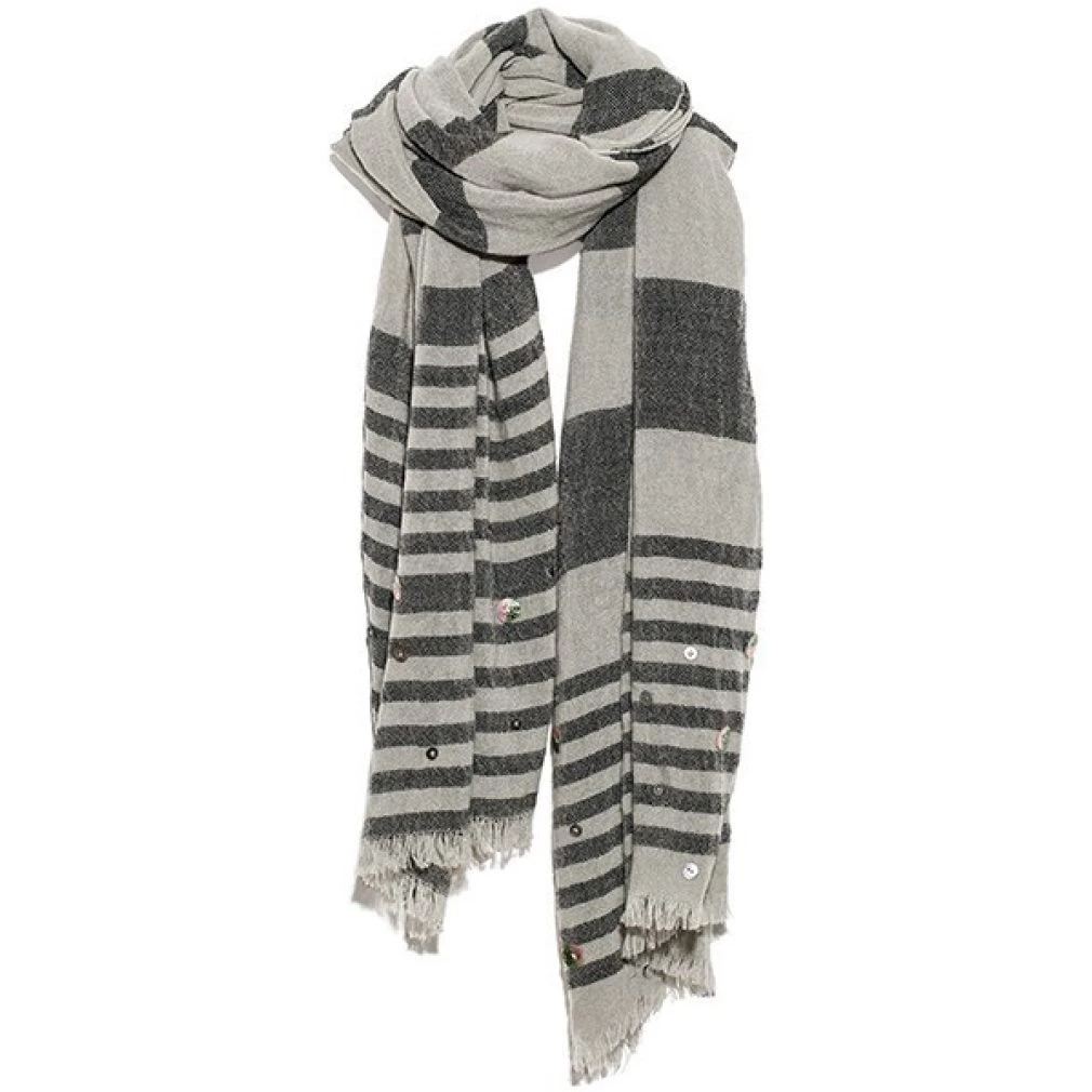 SCARF - SUPER SOFT BLOCK STRIPE - Grey - - Hem & Edge by Onebutton