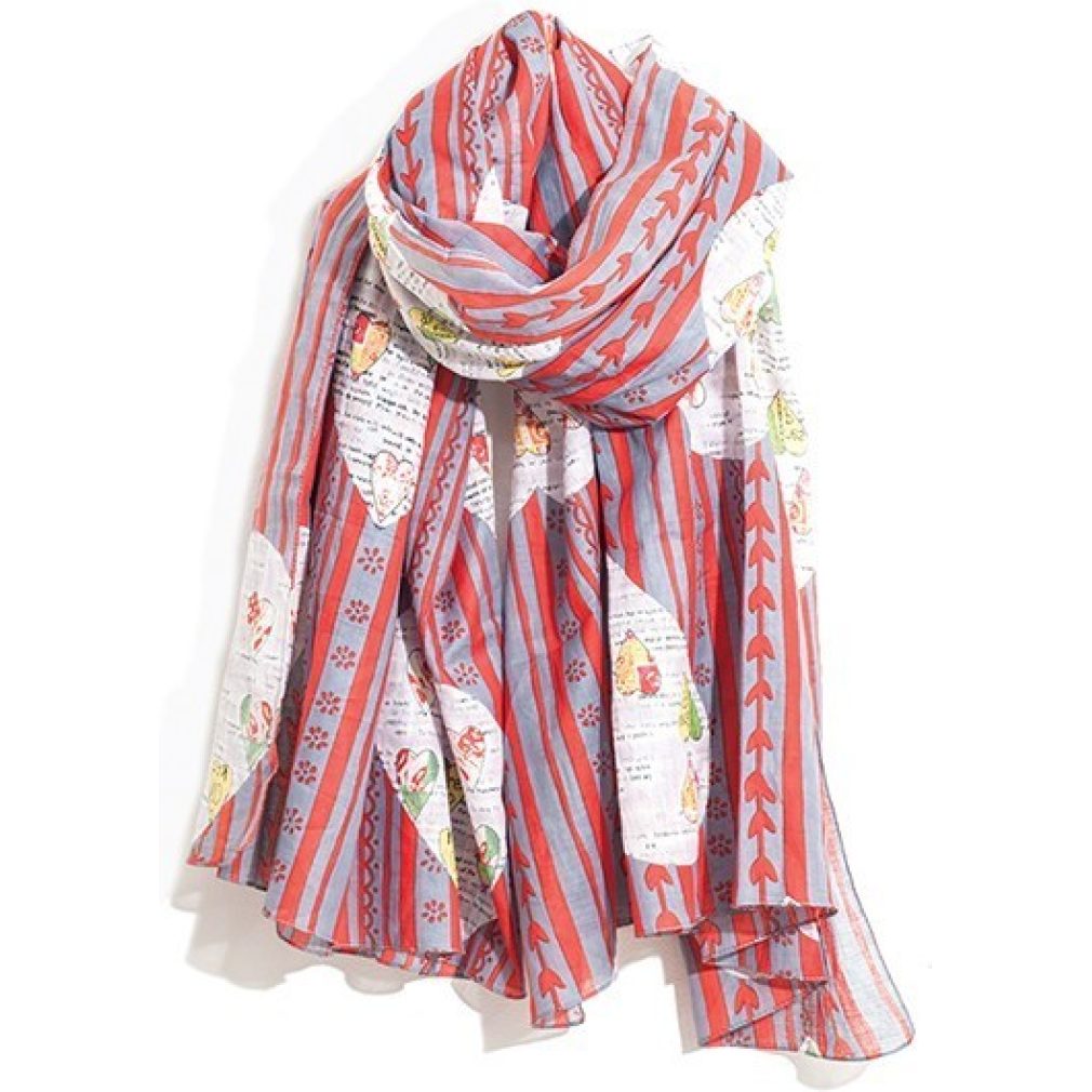RED - SCARF - KATIE ALMOND HEART - Hem & Edge by Onebutton