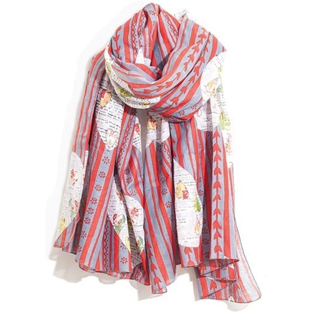 RED - SCARF - KATIE ALMOND HEART - Hem & Edge by Onebutton