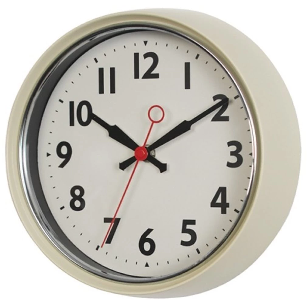 IVORY FIFTIES STYLE METAL WALL CLOCK