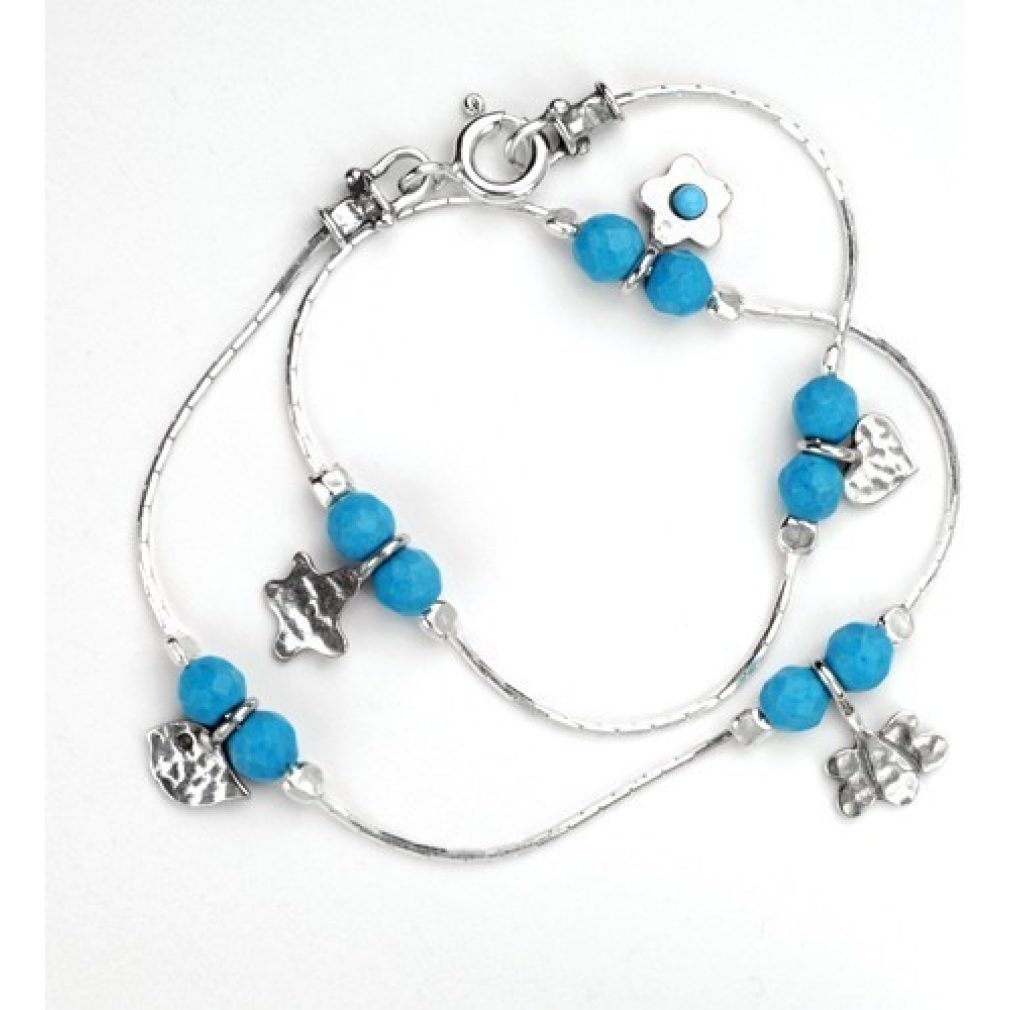 Blue torquoise charms necklace