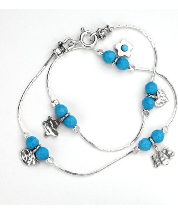 Blue torquoise charms necklace