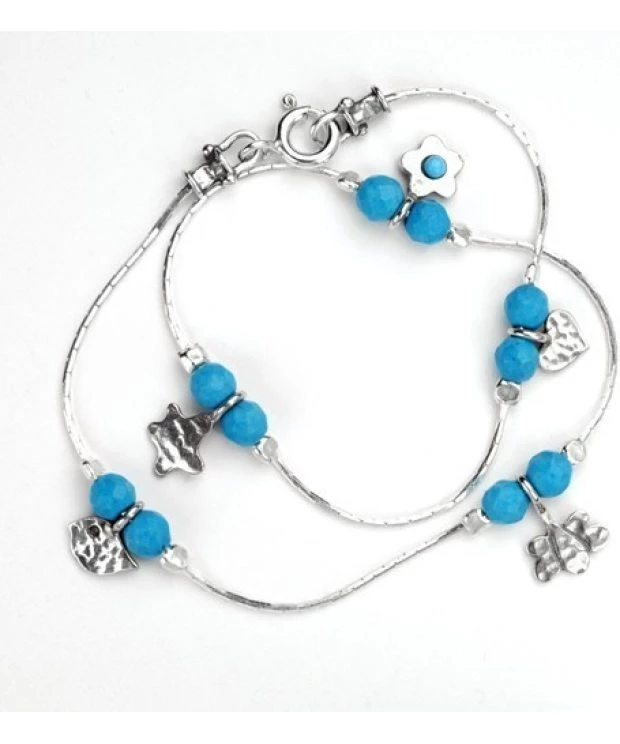 Blue torquoise charms necklace