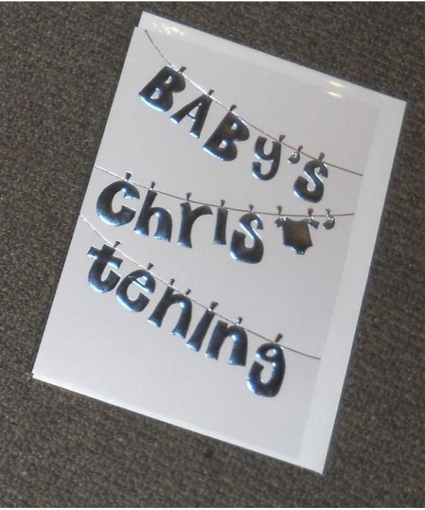 Baby's Christening Card - Blue