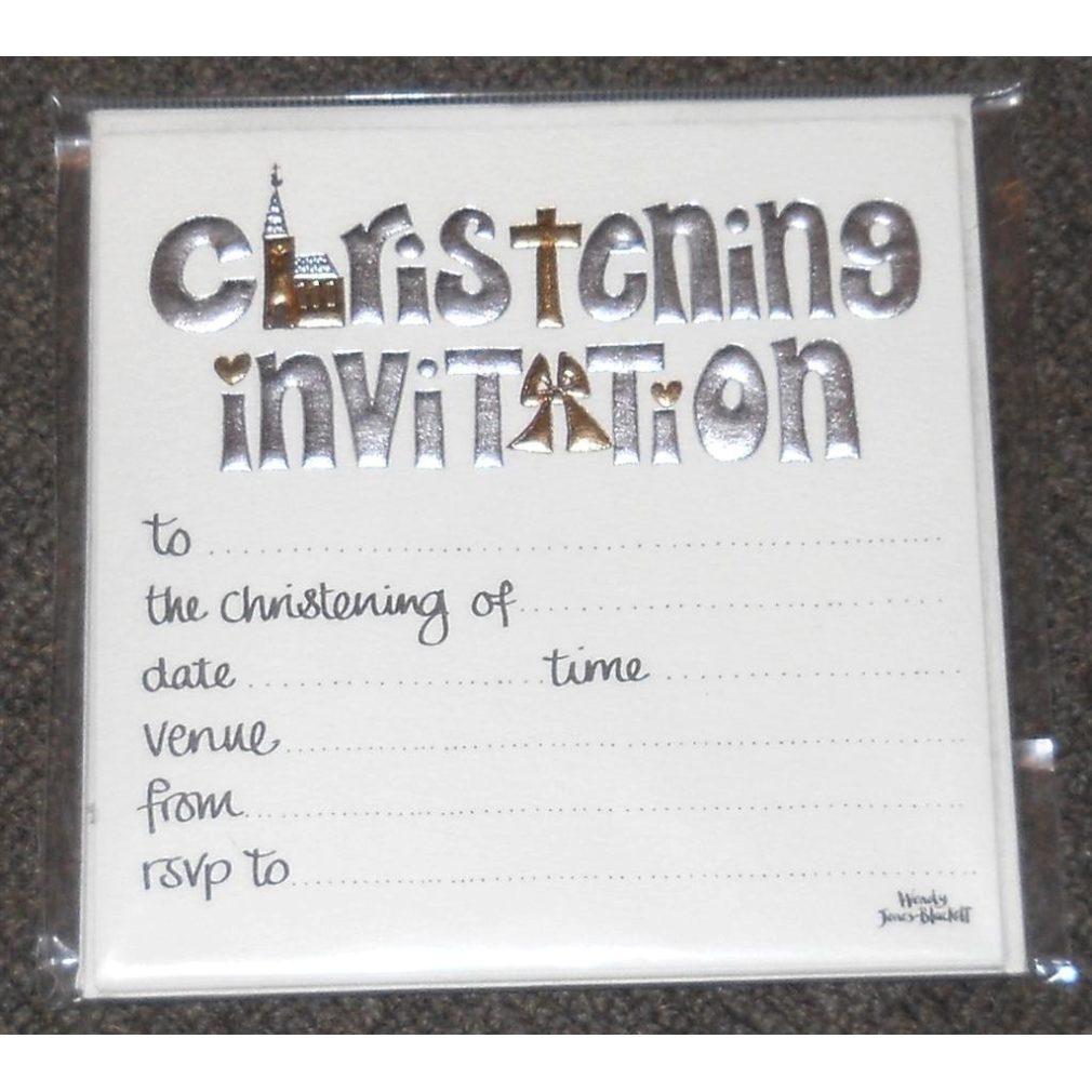 Christening Invitations pack of 6 - Silver & Gold