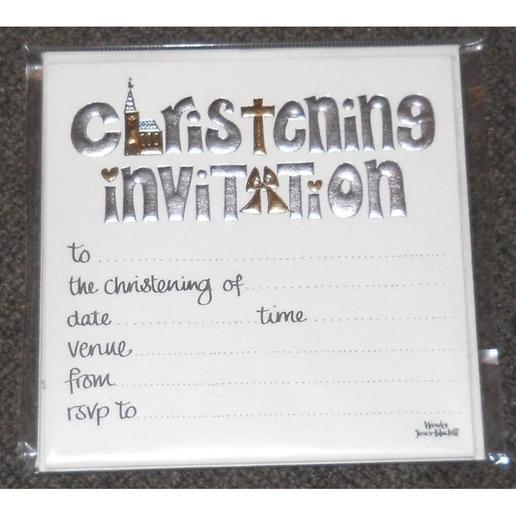 Christening Invitations pack of 6 - Silver & Gold