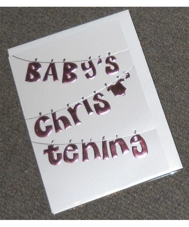 Baby's Christening Card - Pink