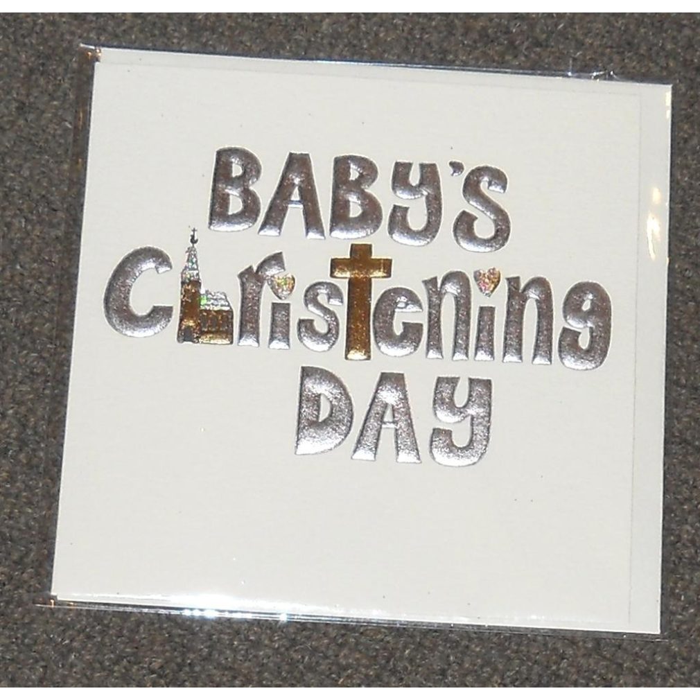 Baby's Christening Card - Silver & Gold