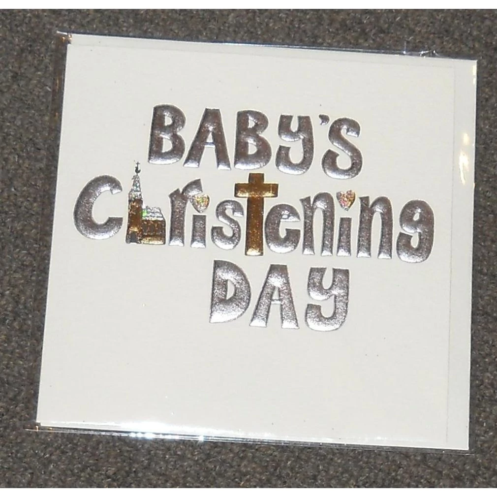 Baby's Christening Card - Silver & Gold