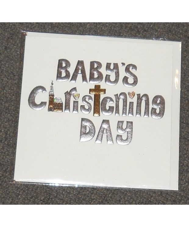 Baby's Christening Card - Silver & Gold