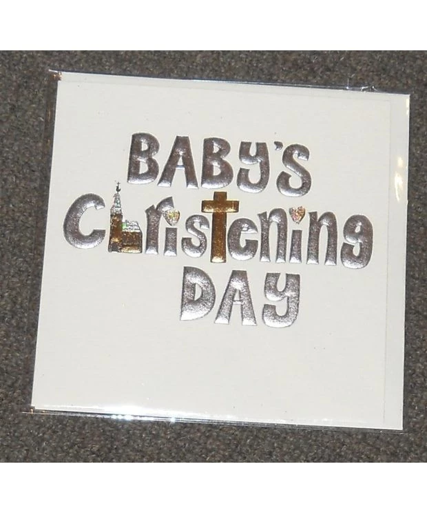 Baby's Christening Card - Silver & Gold
