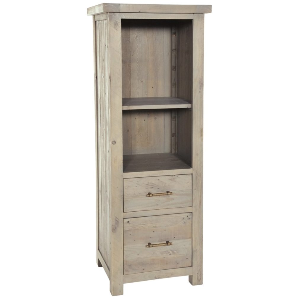 Saltash Dining Furniture - Bookcase with 2 Drawers with 1 file and 1 shelf