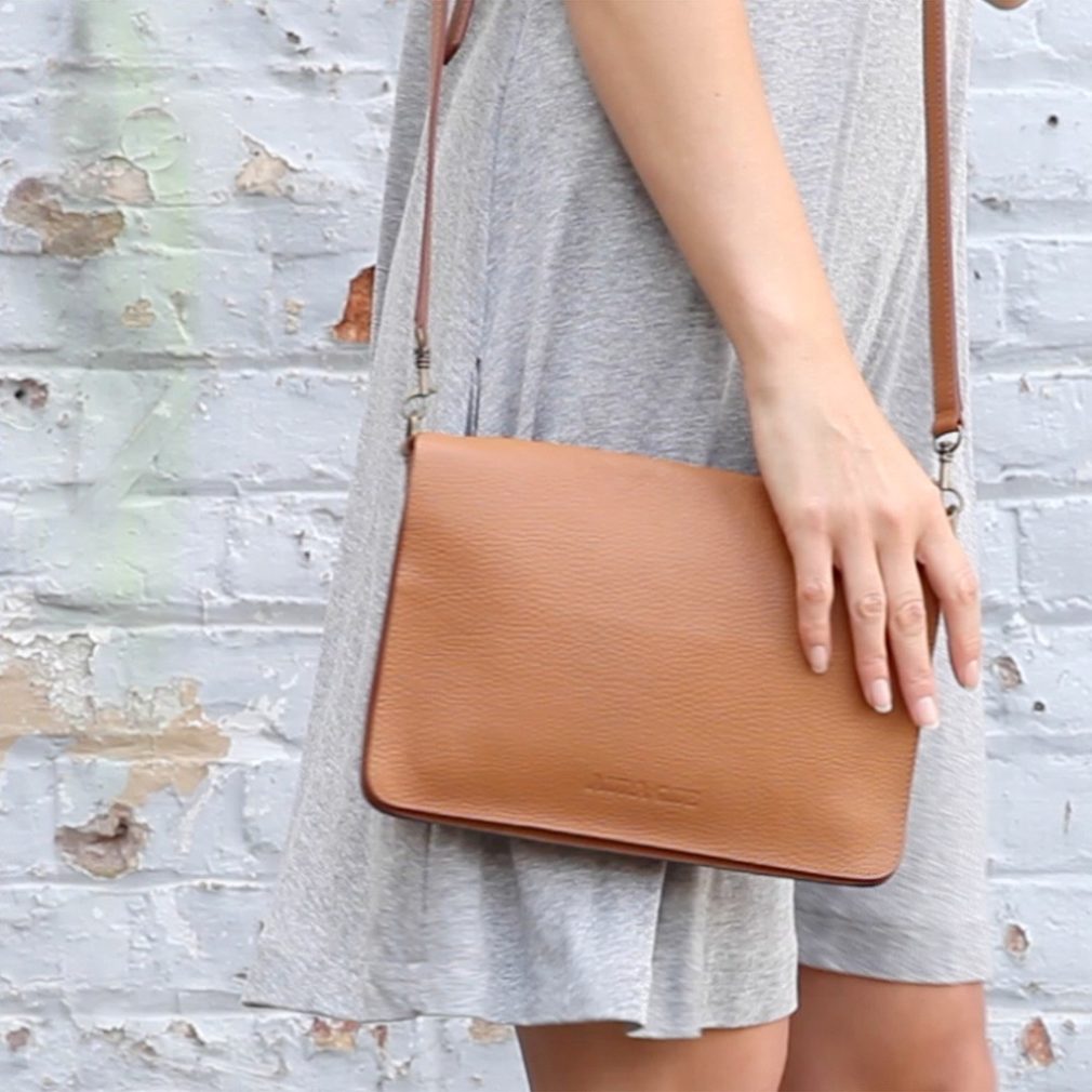 Bina Clutch Bag in Tan Leather