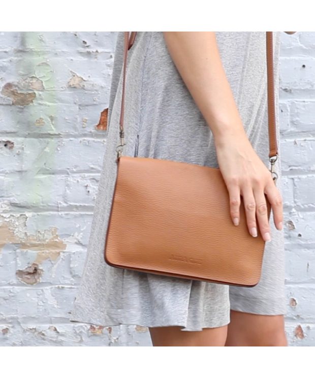Bina Clutch Bag in Tan Leather