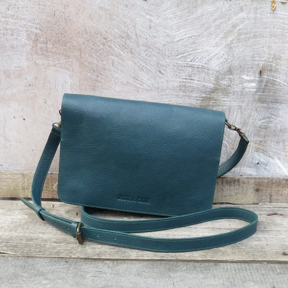 Bina Clutch Bag in Teal Leather