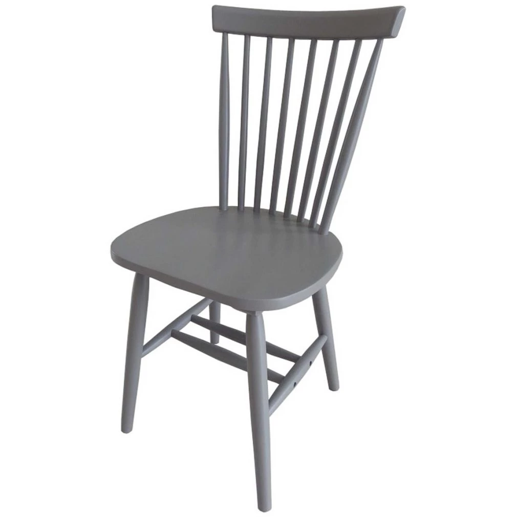 Set of 4 Rib Spindle Back Dining Chairs - Shale Finish - grey
