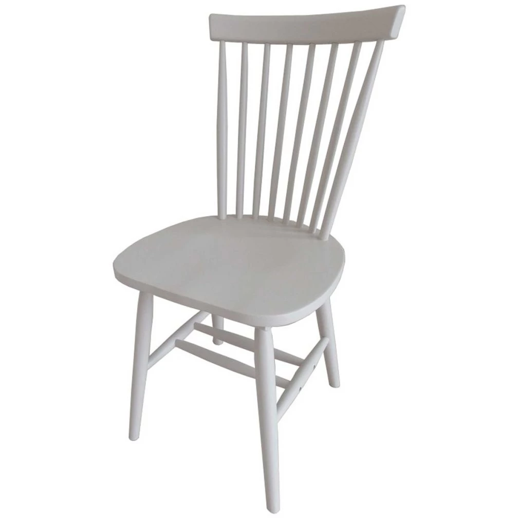 Set of 4 Rib Spindle Back Dining Chairs - Chalk Finish - white