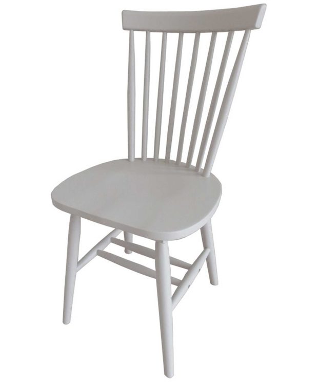 Set of 4 Rib Spindle Back Dining Chairs - Chalk Finish - white