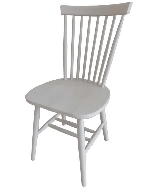 Set of 4 Rib Spindle Back Dining Chairs - Chalk Finish - white