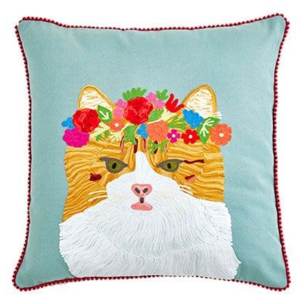 Floral Tabby Cat Cushion