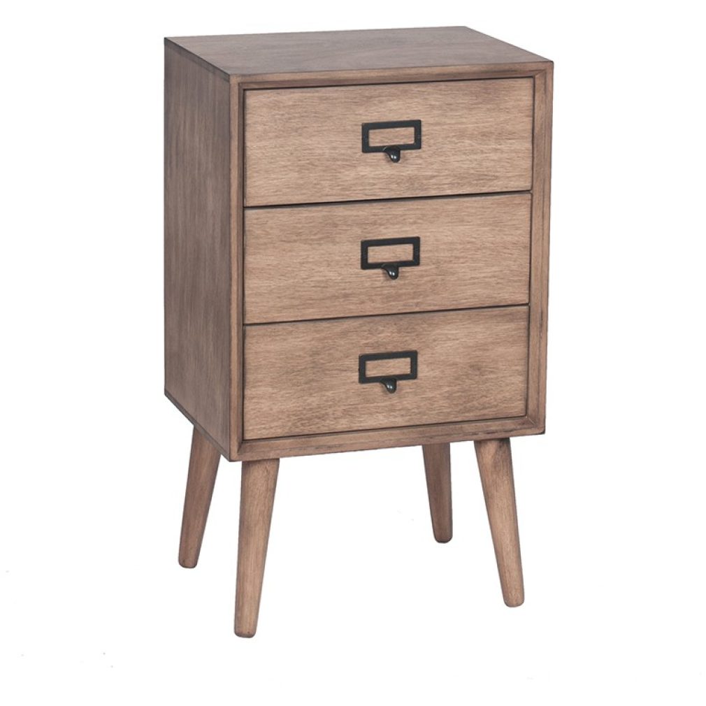 Klimt - Desert Brown Pine Wood 3 Drawer Unit - bedside - lamp table