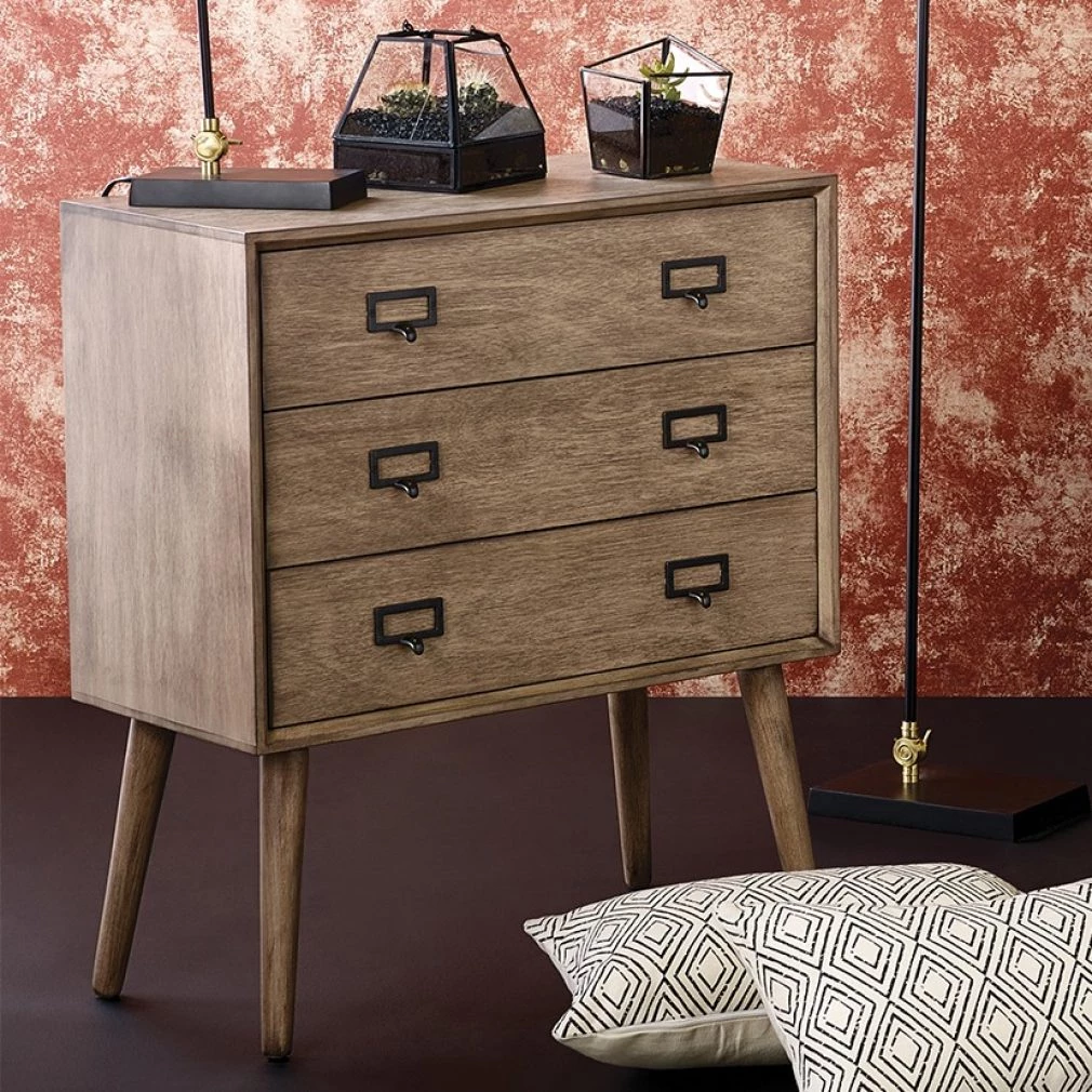 Klimt - Desert Brown Pine Wood 3 Drawer Unit - side board