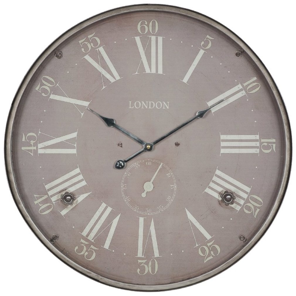 Antique Silver Metal Round Wall Clock