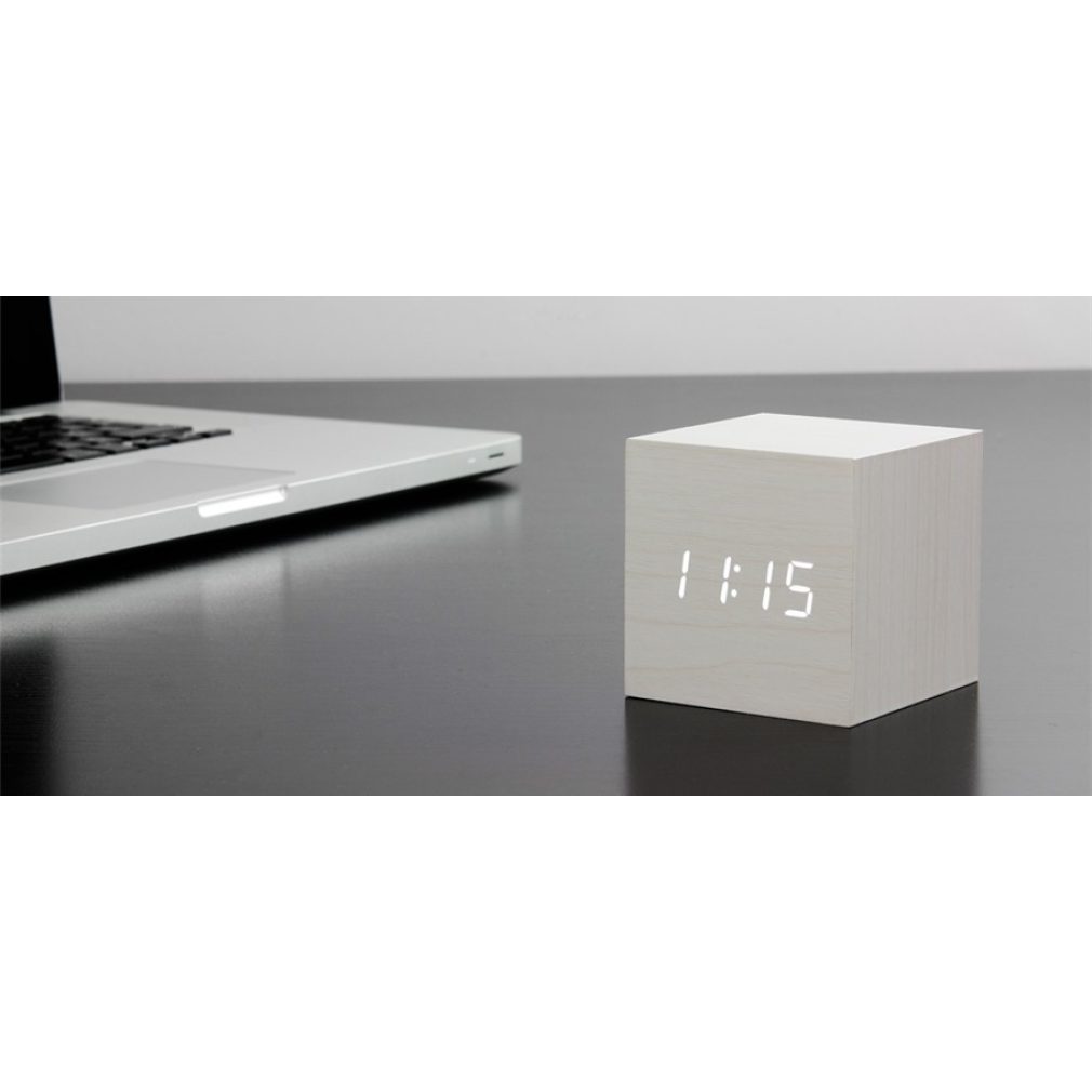 Gingko Cube Clock - White