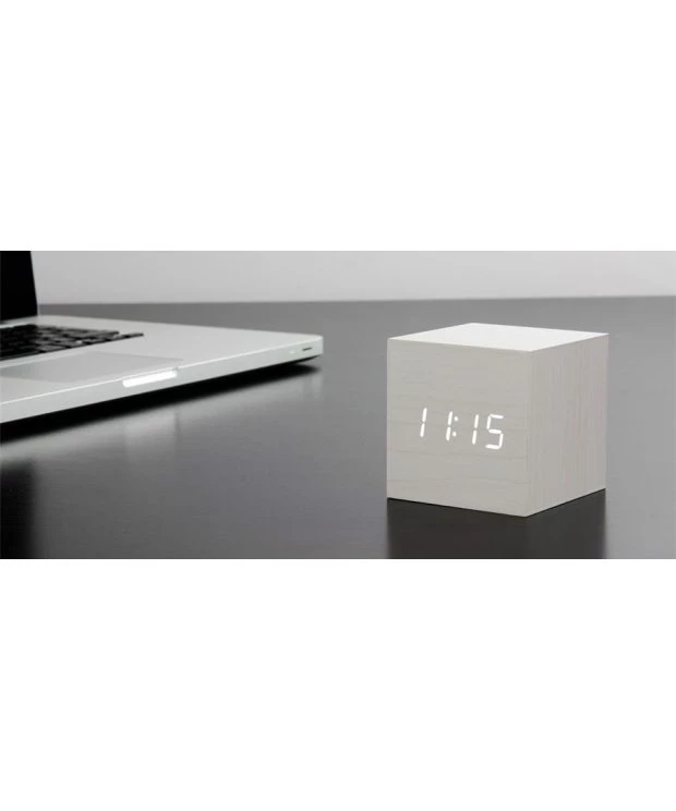 Gingko Cube Clock - White