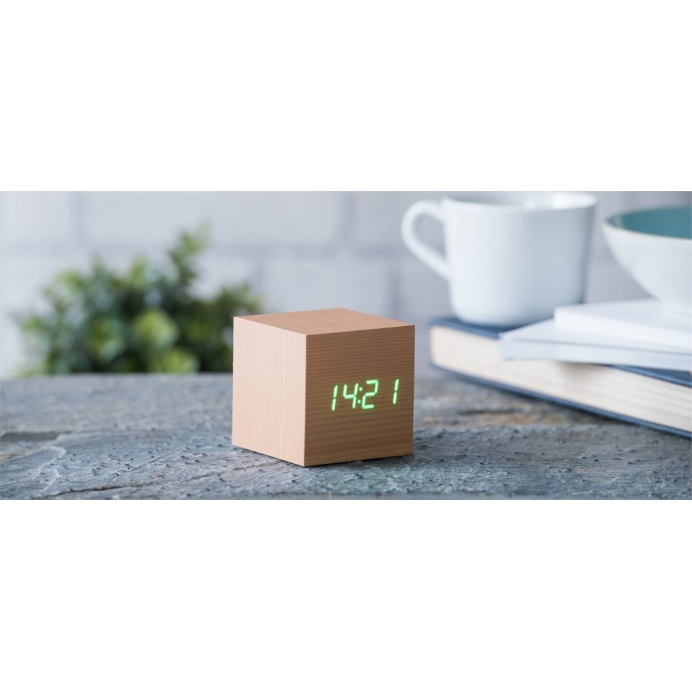 Gingko Cube Clock - Beech