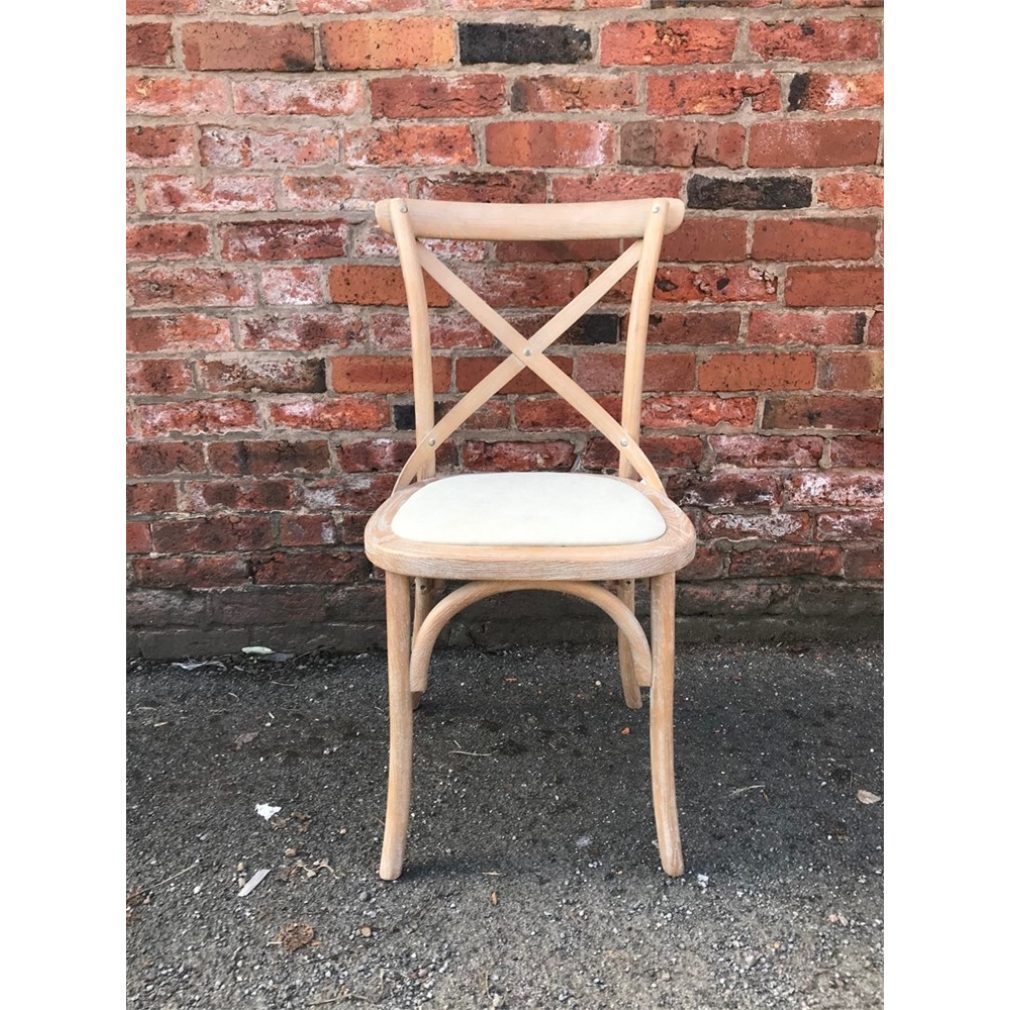 Cafe Chair cross back bentwood Dining Chair with upholstered seat - Natural finish