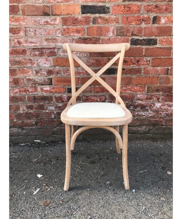 Cafe Chair cross back bentwood Dining Chair with upholstered seat - Natural finish