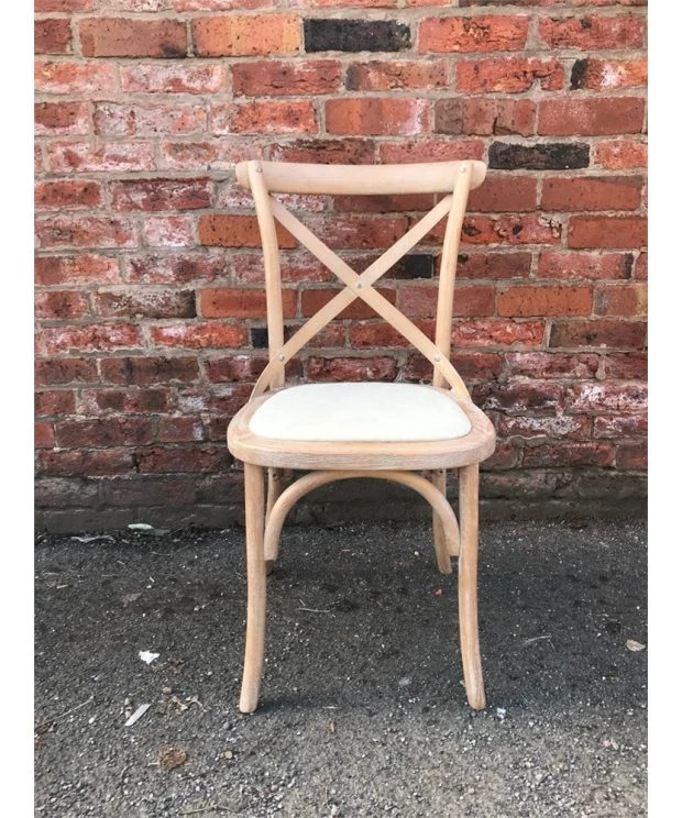 Cafe Chair cross back bentwood Dining Chair with upholstered seat - Natural finish