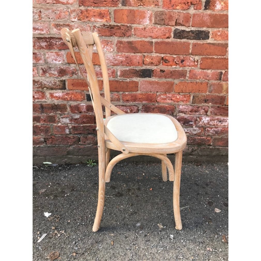 Cafe Chair cross back bentwood Dining Chair with upholstered seat - Natural finish
