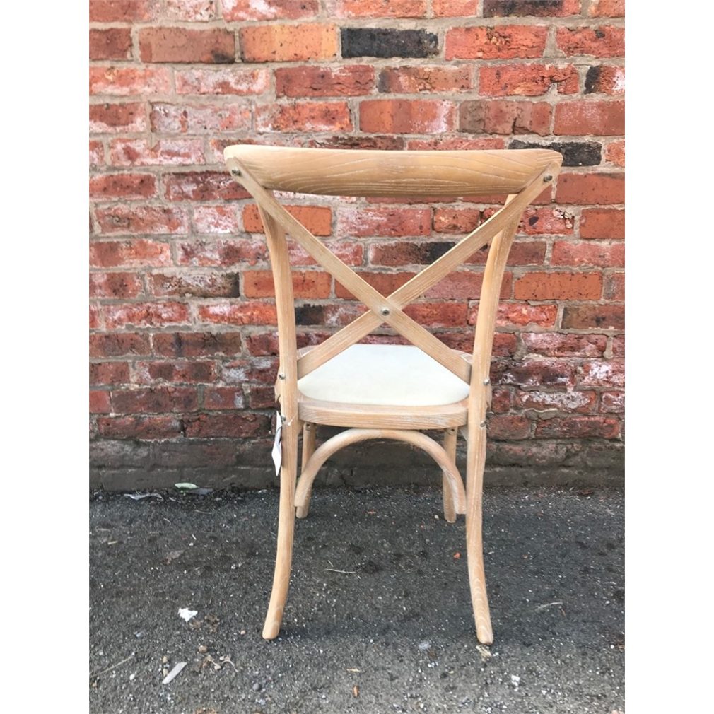 Cafe Chair cross back bentwood Dining Chair with upholstered seat - Natural finish