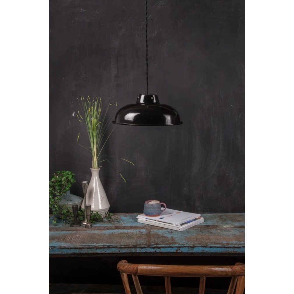 Medium Enamel Light - Lamp shade - black - 10inch Dia